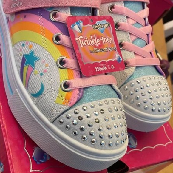 BRAND NEW girl skechers unicorn velcro lightup toes shoes size 2.5Y - Picture 4 of 8